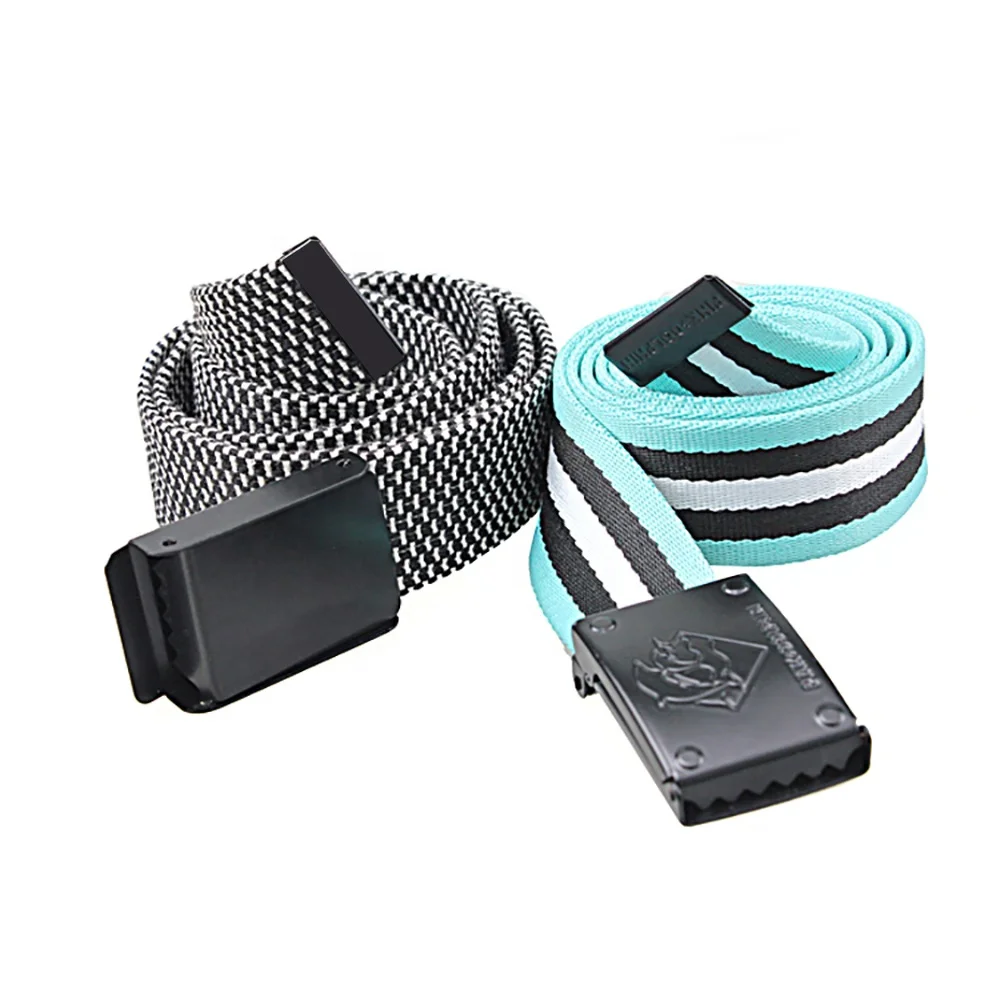 логотипом на заказ для мужчин женщин плетеный эластичный пояс из хлопка полиэстера нейлона холста с металлической