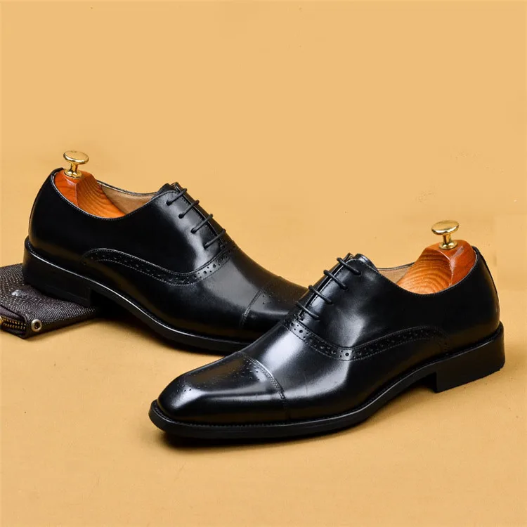 2020 cheap black shining lace up office men business and formal dress shoe