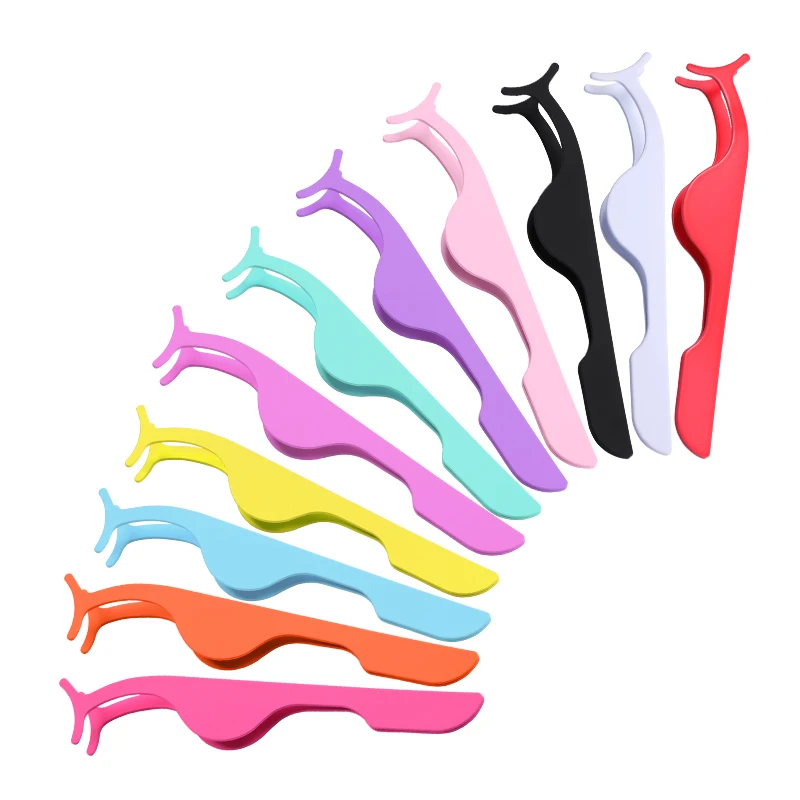 Custom logo stainless steel Lashes Applicator Tweezers Bulk Magnetic Lash Tweezers packaging False Eyelash Tweezers