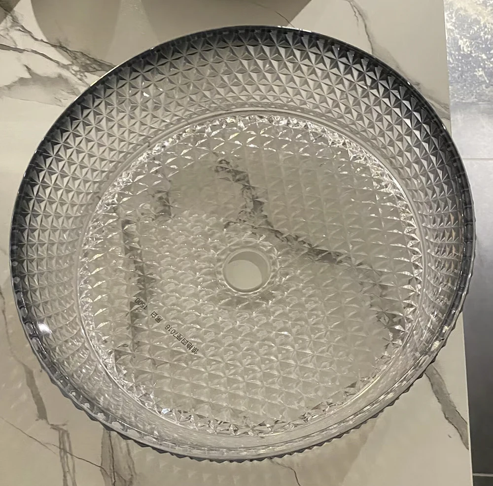 CLASIKAL Modern Bathroom Counter Round Used Mold Mop Drainer Glass Crystal Basin Wash Basin Black for Round Bucket 2 Years 12L
