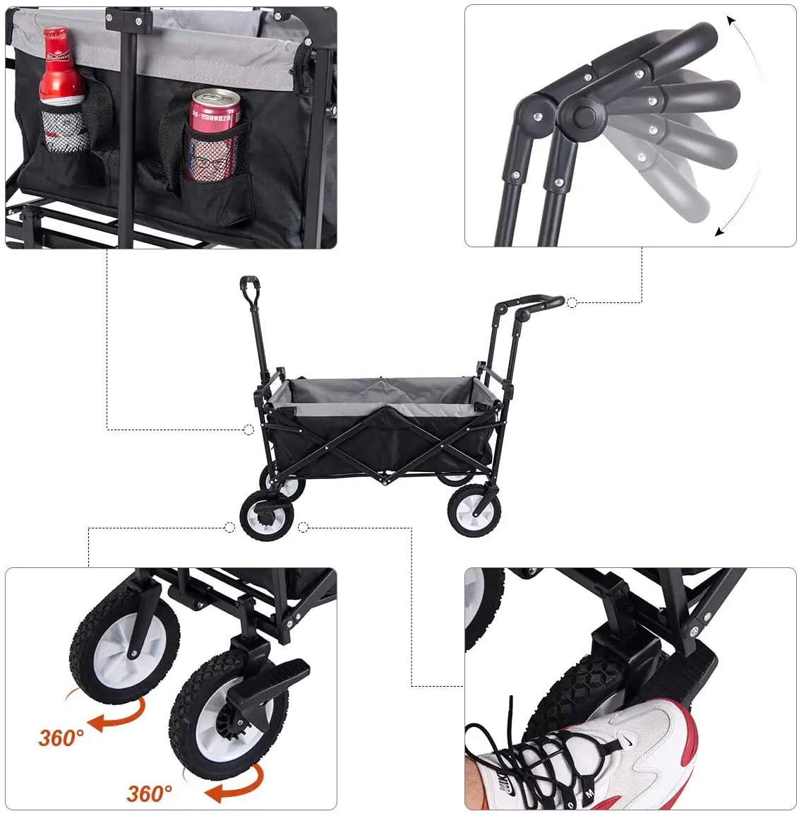 Zhejiang camping folding trolley  folding wagon collapsible wagon cart