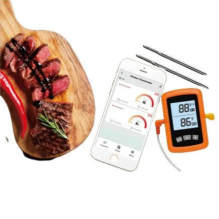Dual probes digital smart wireless wifi  bbq grill meat thermometer safe for Android Apple cooking