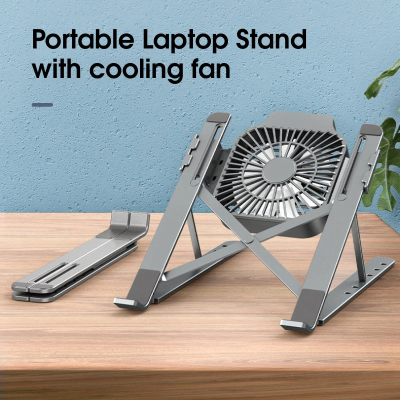 Aluminum Laptop Stand with Cooling Fan Adjustable Laptop Desk Holder Laptop Cooler Stand