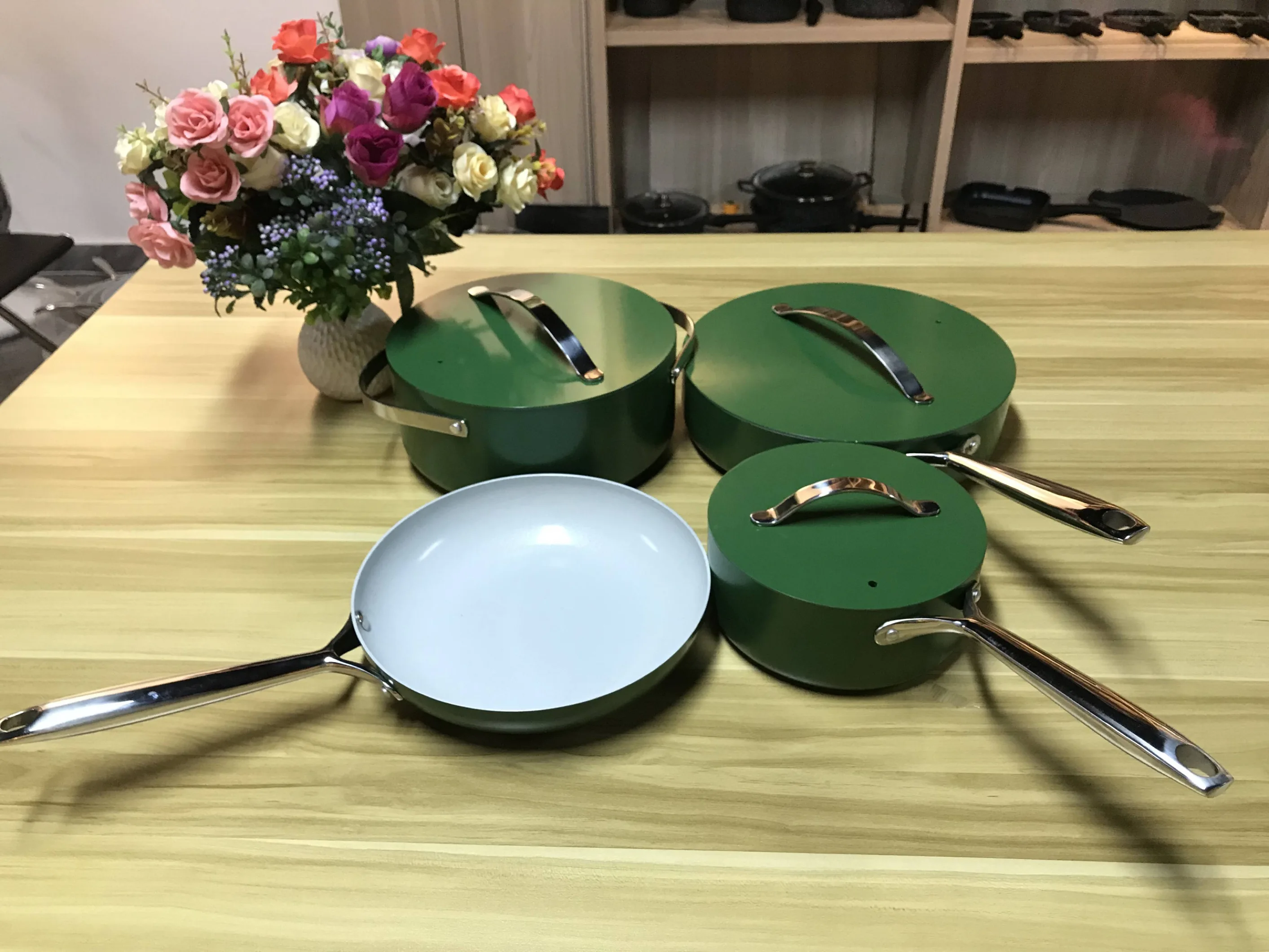 aluminum alloy caraway ceramic coating cookware set with ss handle