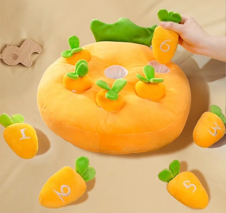 Biduole Early childhood education carrot toy can  puzzle 6 months baby plush toy