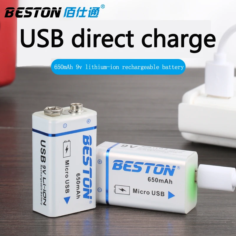 BESTON High quality USB 9v 650mAh Li ion Lithium Rechargeable Battery for Multimeter and Electronic Instrument