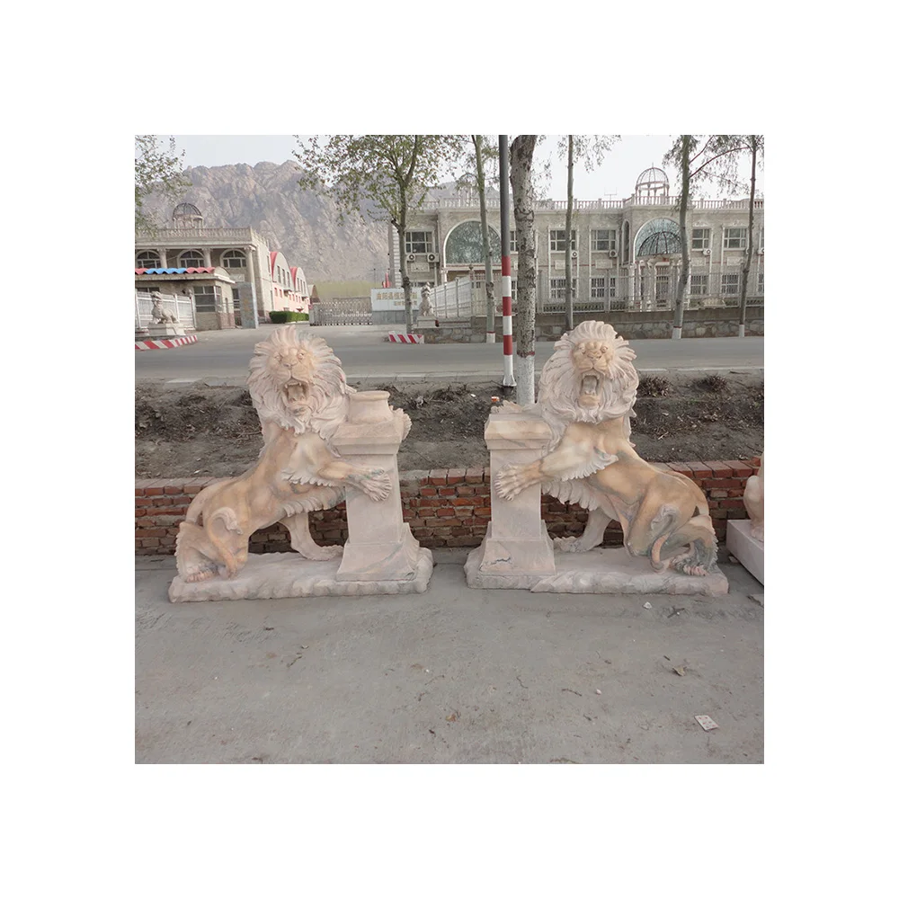 Factory direct sell garden marble stone docile lion statue
