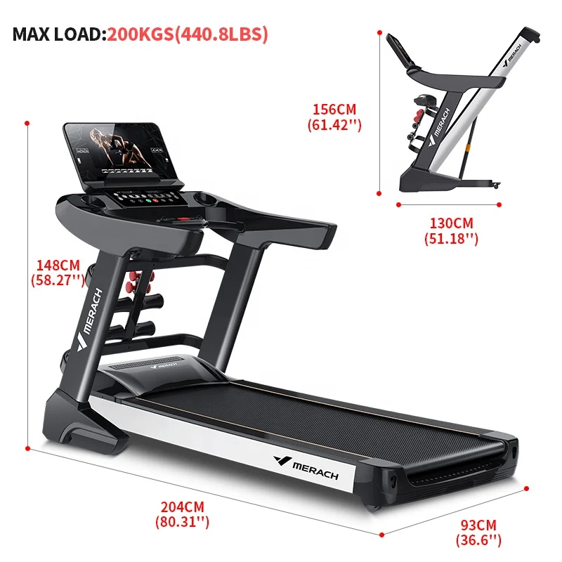 MERACH home treadmill running machine multifunctional equipment 58cm running belt gym treadmill machine