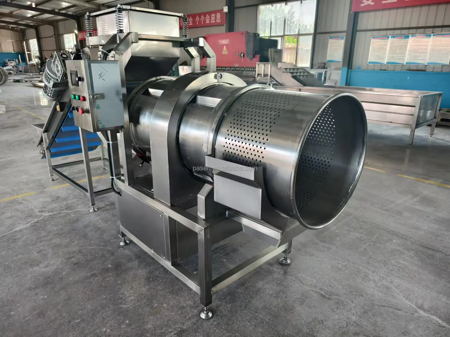 Banana Chips Nuts Roasting And Flavoring Machine Single Roller Seasoning Tumbler Seasoning Machine