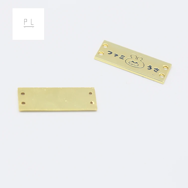 fashion Custom Brand Label Gold plated Zinc Alloy Logo Metal Plate Label Name Tags clothing tag custom