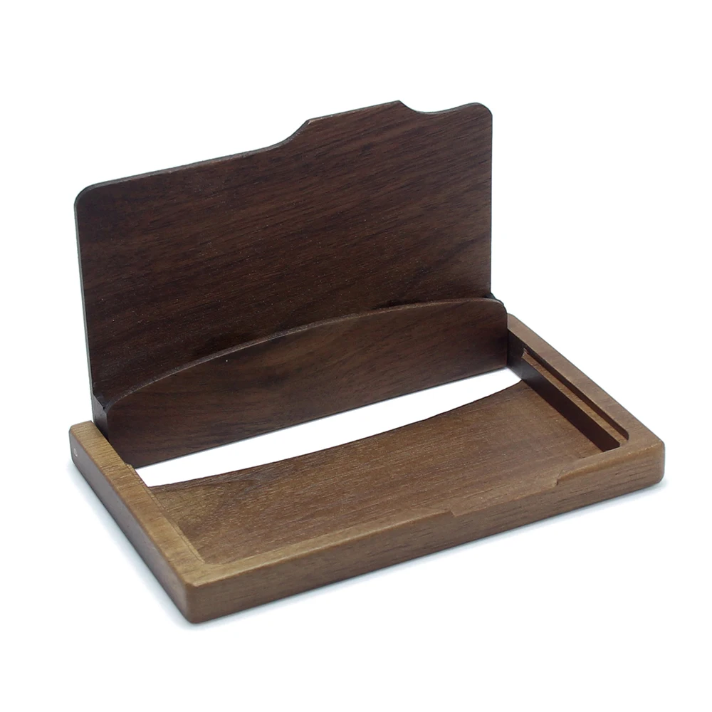 Handmade Walnut Wooden Card Case Name Cardcase Natural Wood Card Box Men Women Wallet Storage Business Card Holder Walnut Wood