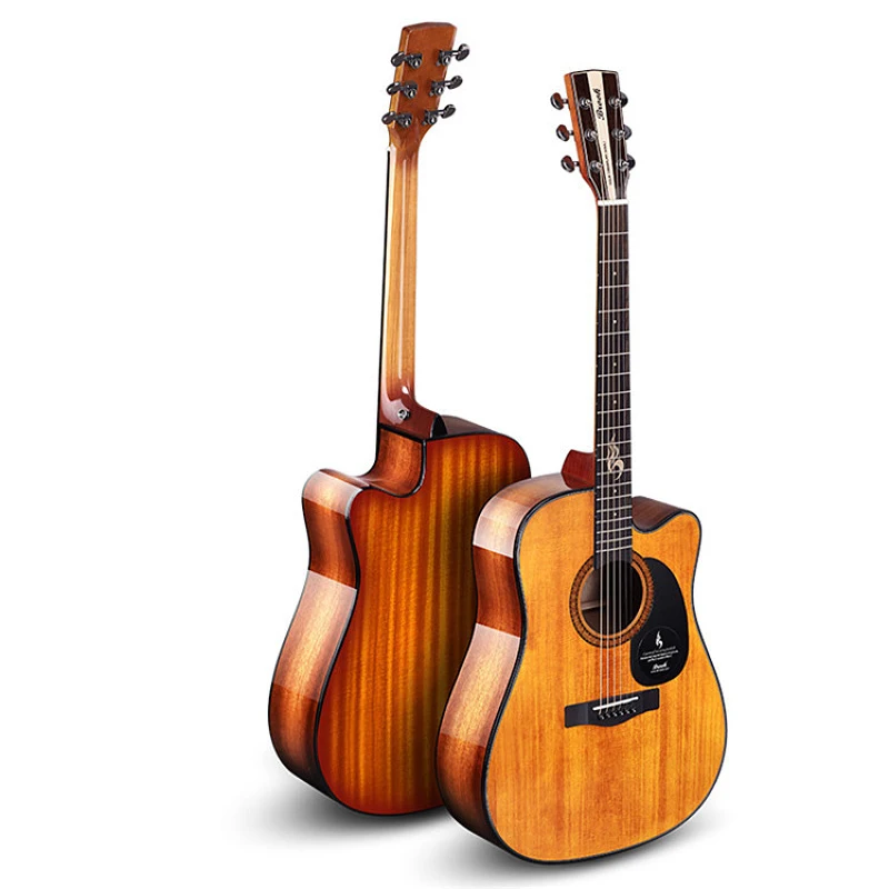 Custom Wholesale 6 String_Gutar 41 Inch Folk Guiter_Giutar Spruce Solid Top Acoustic Guitar