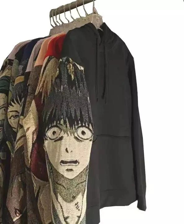 Custom You Own Design Woven Tapestry Hoodie Arm Patchwork Sweatshirt Anime Hoodies Men