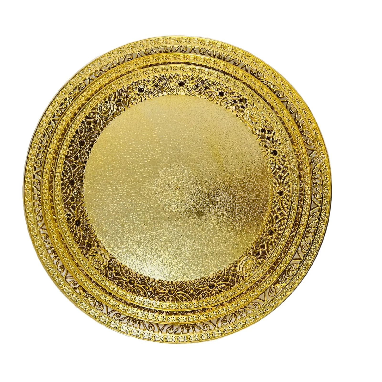 YOUYIZUO Factory wholes Food Pp Cheap Gold Silver Colorful Plastic Customized Plate Charger Plates Sets for Wedding party Dinner