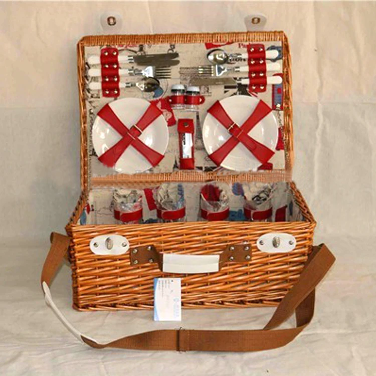 Insulated Round Wicker Picnic Basket Wicker Basket With Lid For Picnic