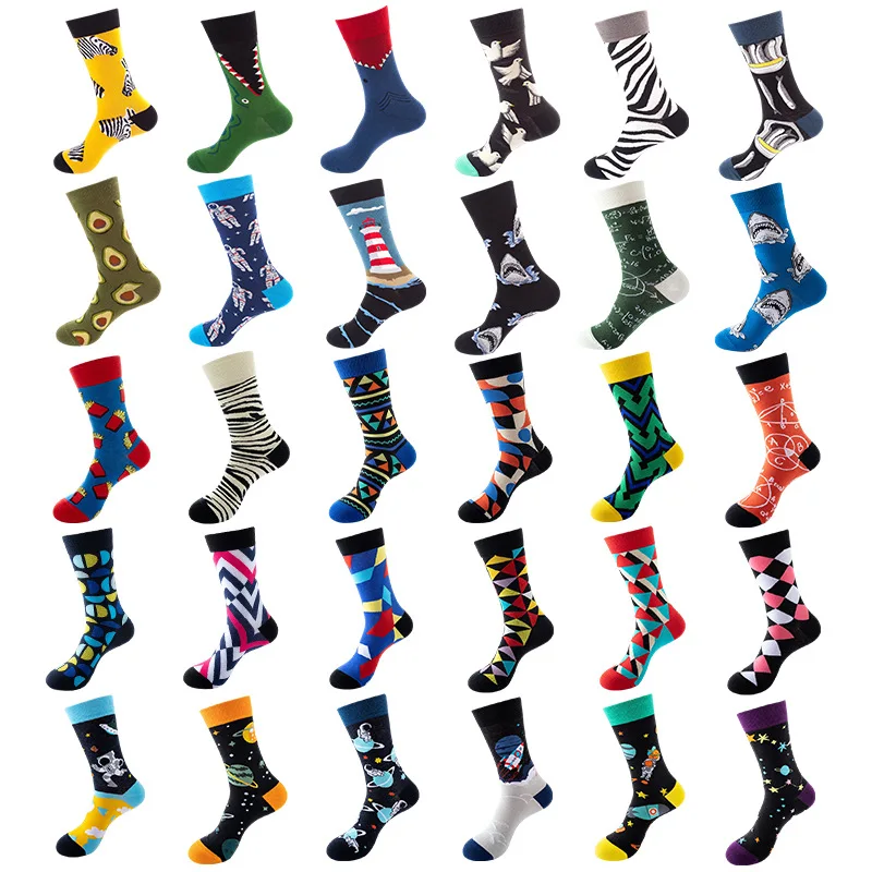 2022 Assorted Designs Custom Made Socks Funky Novelty Colorful Dress Cotton Happy Socks for Men
