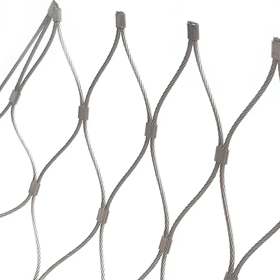 Ferrule Diamond Flexible Inox Stainless Steel Wire Cable Net Rope Mesh For Stair Railing Balustrade Zoo Aviary Fence