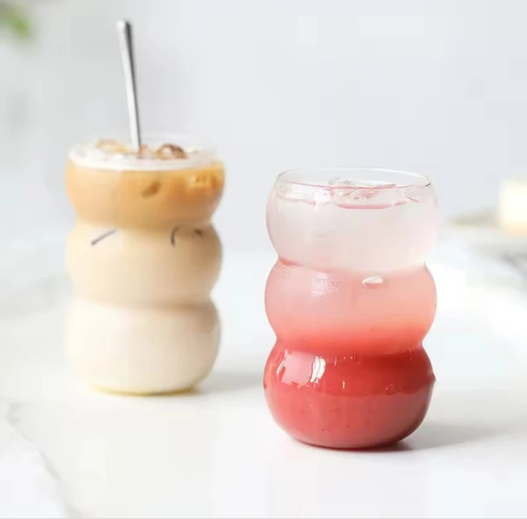550ml High borosilicate Cute Transparent Glass Cup Coffee Milk Tea High quality creative  coffee milk glass caterpillar