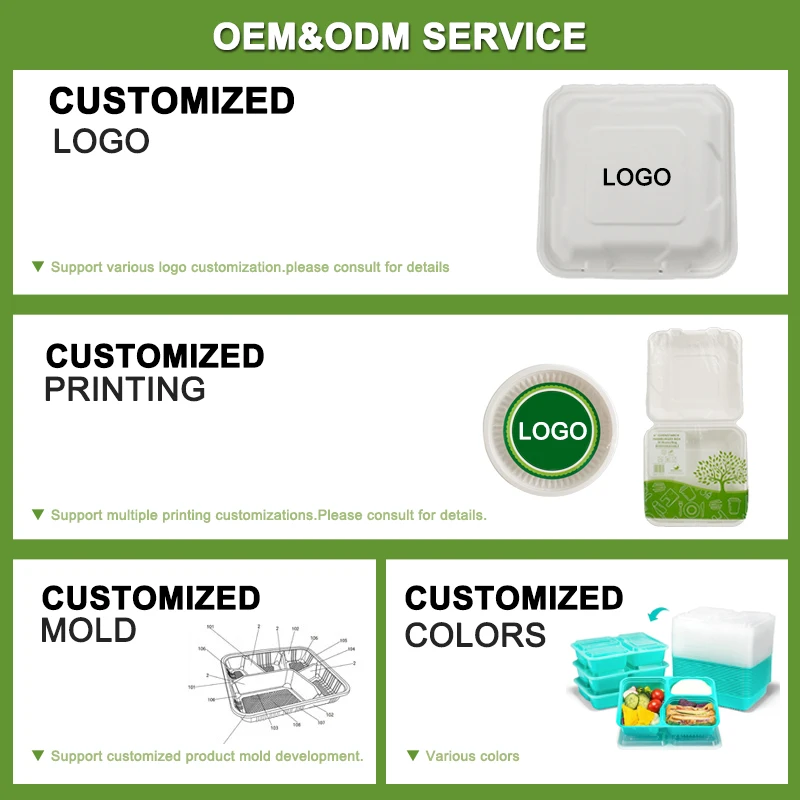 Biodegradable Corn Starch Takeaway Container Take Away Food Packaging Lunch Box Togo Plastic Boxes Restaurant