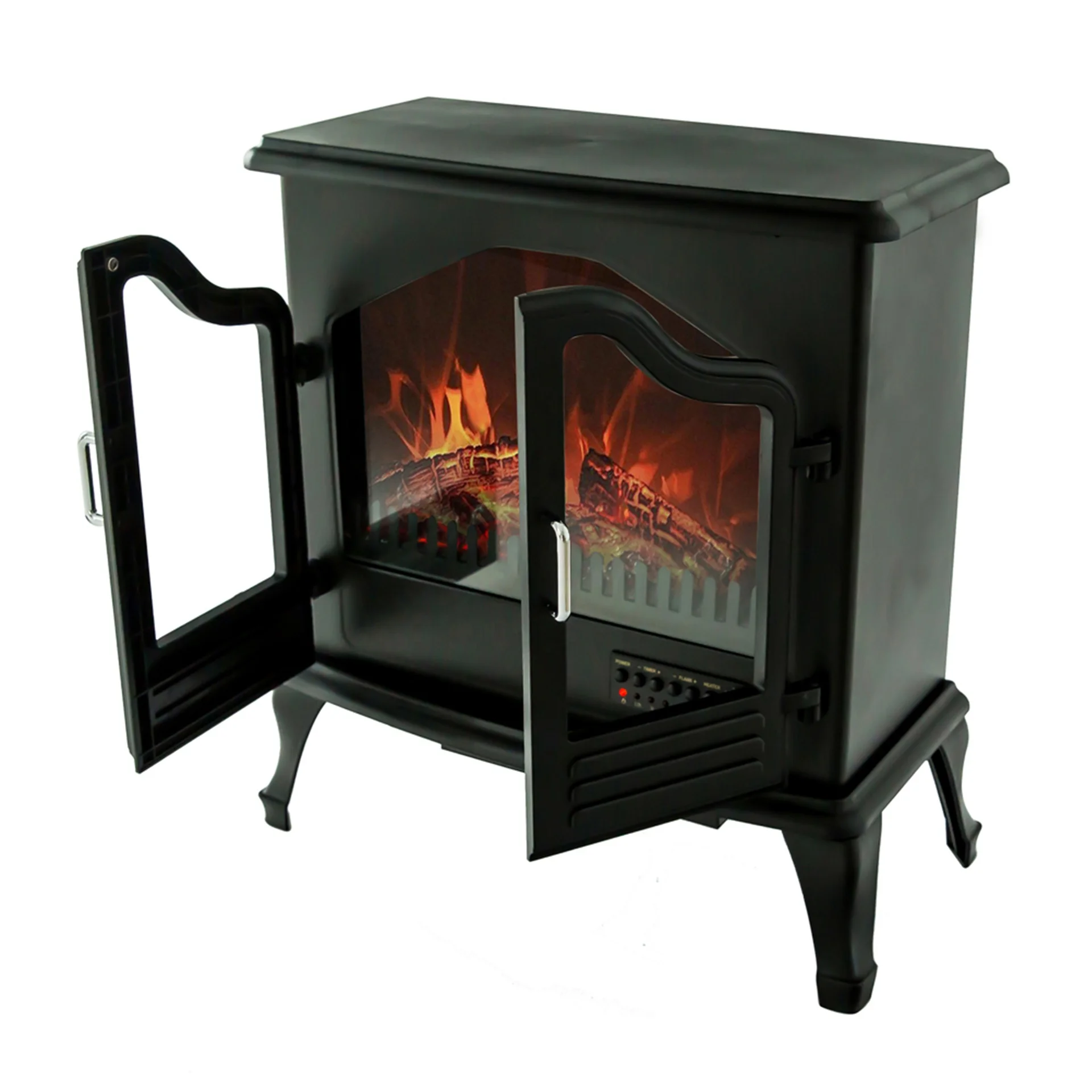 Electric Fire Electric Fireplace Freestanding Double Door Stove Heater Portable Type Traditional