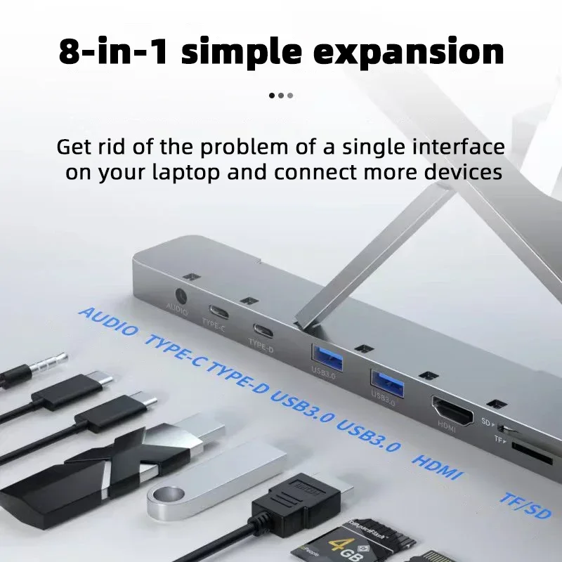 Foldable Laptop Stand Aluminum Notebook Riser Desktop Laptop Stand with USB Hub for MacBook Dell