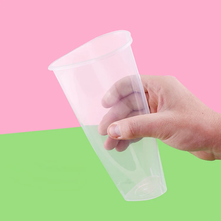 16oz 22oz Heart Shaped Boba Cup Disposable PP Plastic Injection Boba Bubble Tea Cup for Juice Milk Tea