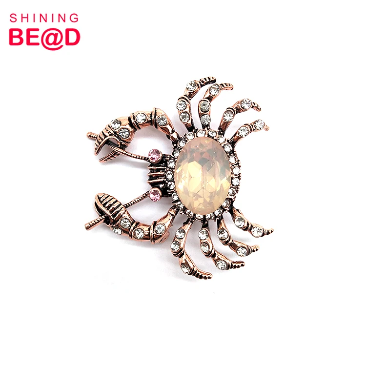Wholesale Cute Cartoon Crab Crystal Rhinestone Animal Brooch Pins For Women Jewelry Accessories,Custom Brooch