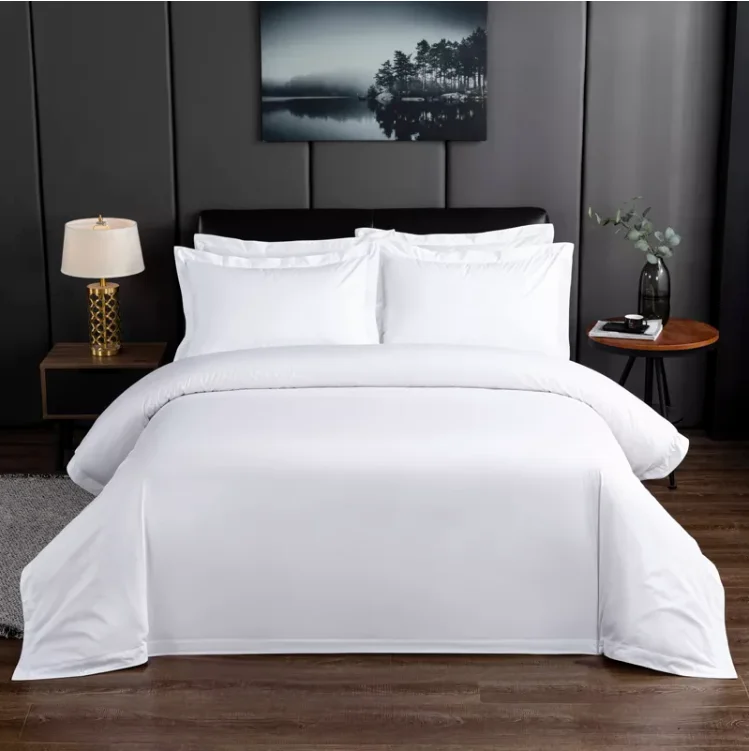 Hotel Bed cotton Bedsheet Luxury White Bedding Set Bed Sheet Set Queen King 100 Cotton Case Plain Quantity Cover Striped