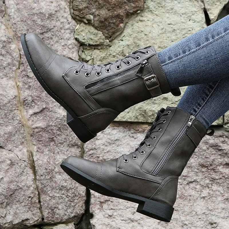 2021 Autumn And Winter New Flat Large Size Low-Heeled Ankle Boots Winter Women Shoes Boots
