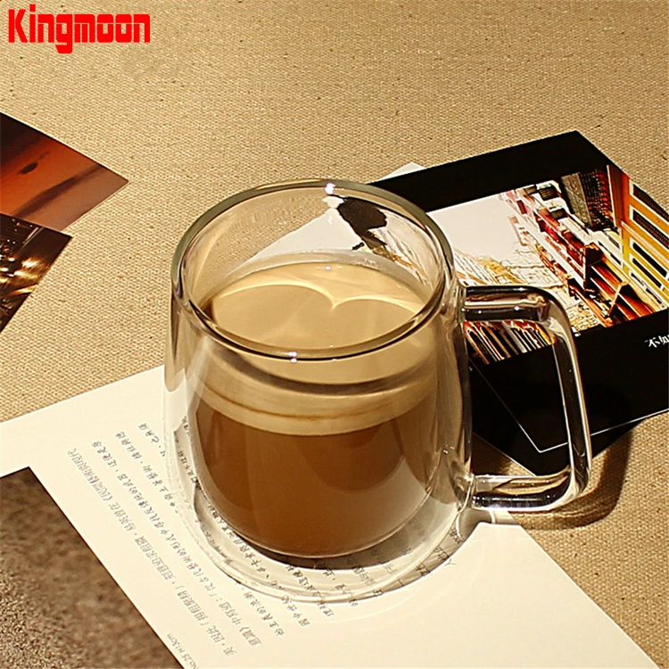 Многоразовая стеклянная кофейная кружка ручной работы с двойными стенками