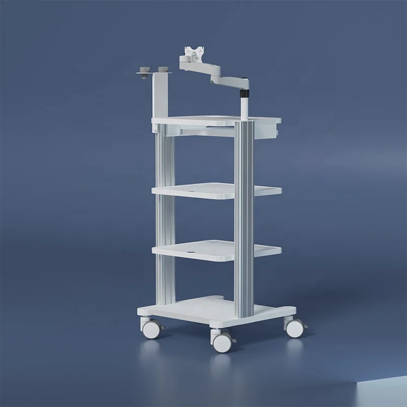 Mobile Laparoscope Tower 4  Layers Medical Endoscope Cart Instrument Trolley For Sale