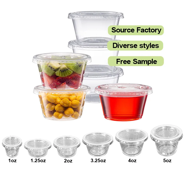 Disposable 2oz. Plastic Portion Cups Without Lids, Condiment Jello Shot Souffle Sampling Cup