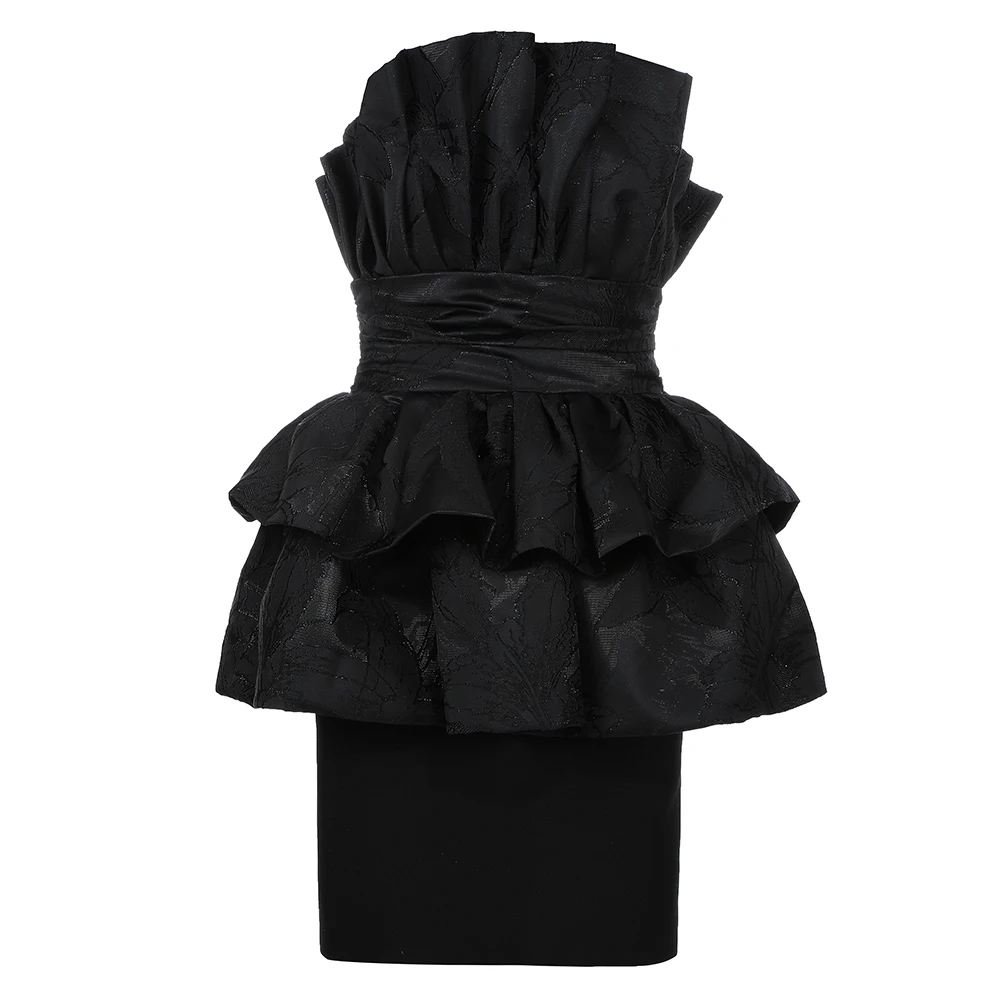 Two Piece Sets Mini Women Sexy Bodycon Dress Sets Black Fahion Party Skirt