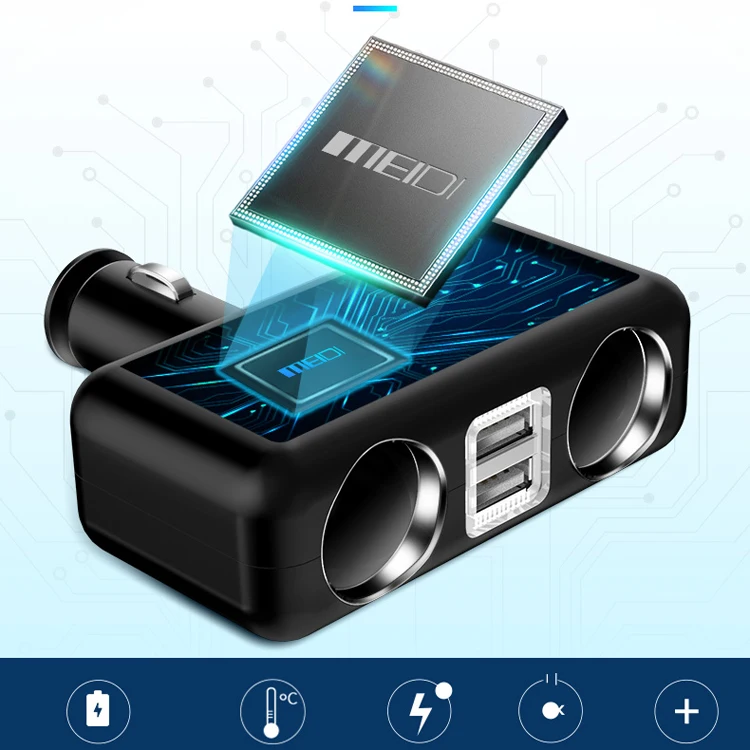 New Product Car USB Charger Universal Port 3.4A 40W*2 Dual Usb-A Socket Adapter
