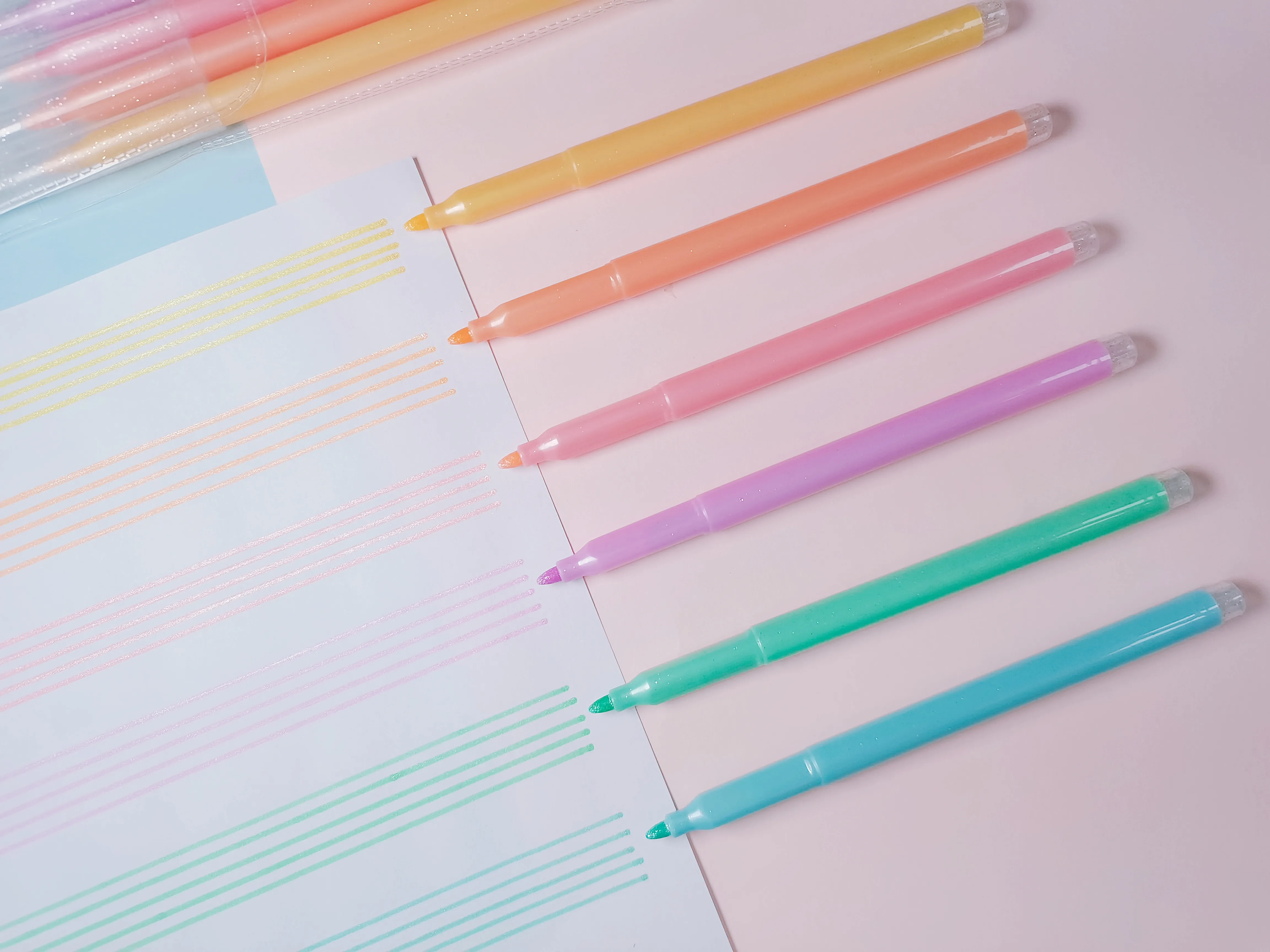 New Design Glitter Art Marker Pen Pastel Colors Washable and Non-toxic Shine Ink Round Tip Watercolor Pen