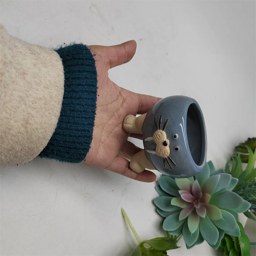 American country style garden decoration walrus blue small pot flower pot&planter for office home hotel decoration