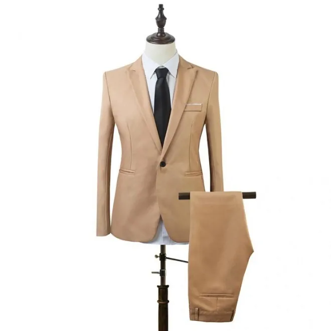 Wholesale new men two-piece business suit solid color plus size casual suit pants spot factory direct sales