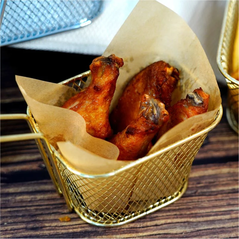 High Quality Square French Chip Frying Serving Carbon Steel Fried Basket Fries With Handle