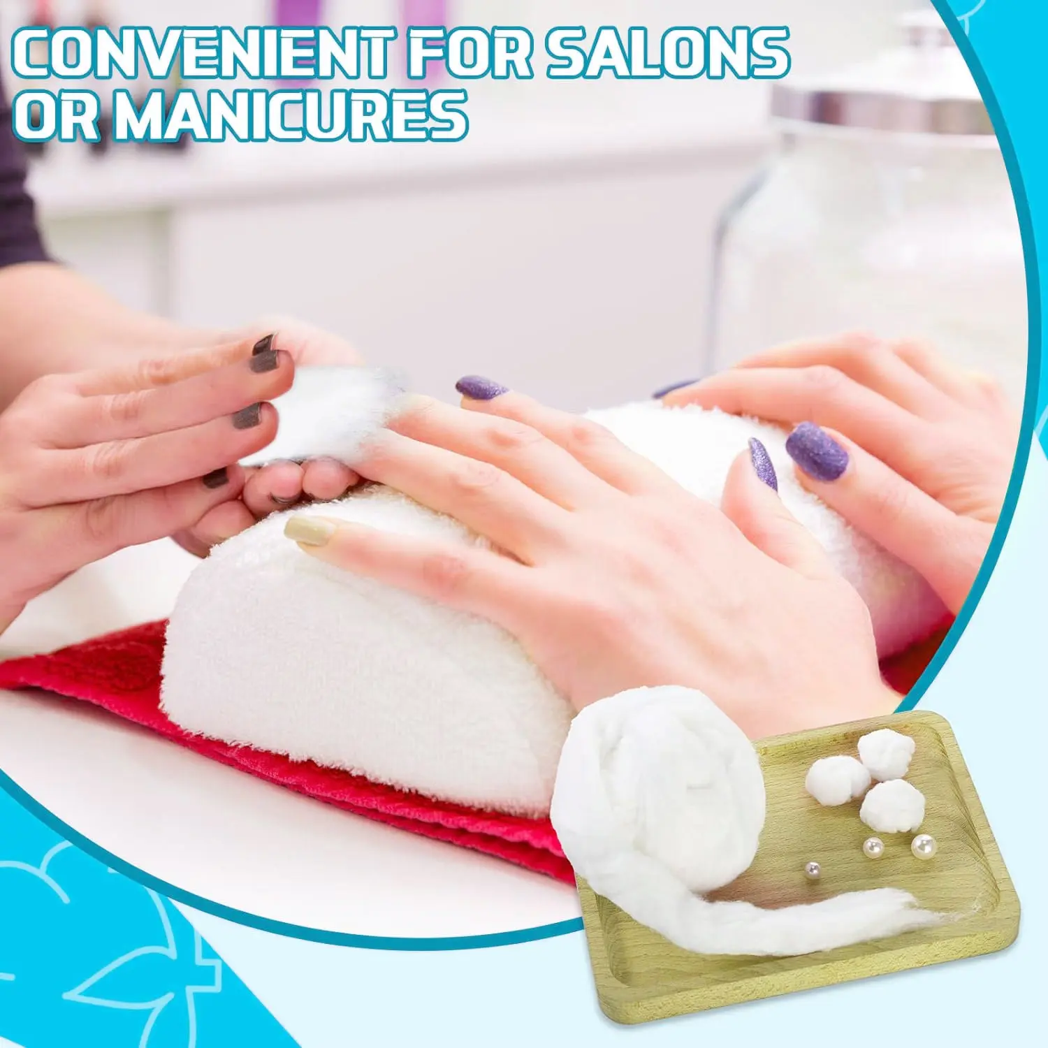 100% Natural Cotton Coil Beauty Sliver Balls String Wool for Manicures Nail Hair Care Ultrasonic Disinfecting Dressing Salon Use