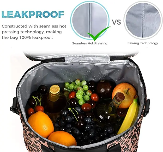 Wholesale Summer Wine Large Capacity Tie Dye Picnic Bags Beach Lunch Leopard Insulated Cooler Bag