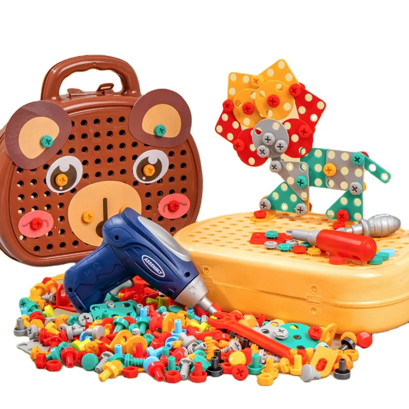 Hot selling Engineering toy building blocks Electric Drill Puzzle plastic toys Construction Blocks educational toys