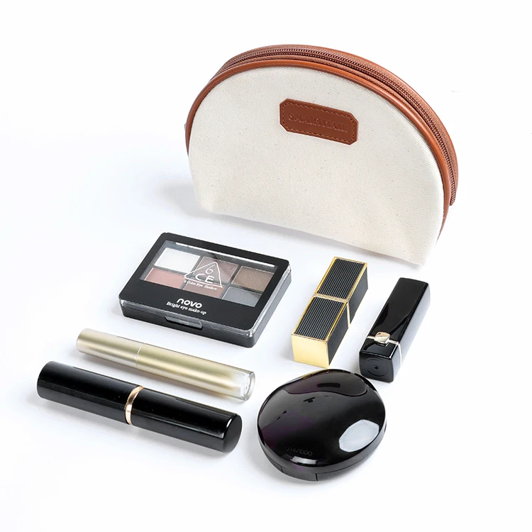 custom waterproof zipper pouch cosmetic bag cotton canvas jute makeup bag canvas pouch toiletry travel makeup cosmetic bag