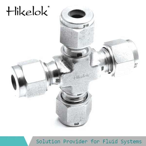 Stainless steel compression fittings tube fitting Swagelok type 1/4' 1/8' OD 4-way connector tube union cross