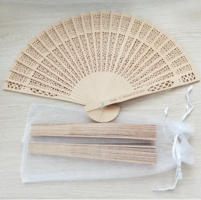 Personalized Wooden Fan Customized Wood Hand Fan Wedding Favors For Guest Party Gifts Personalized Folding Fan
