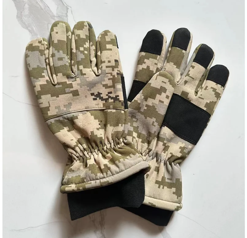 DFG929  Softshell winter warm Ukraine digital camouflage MM14 tactical gloves