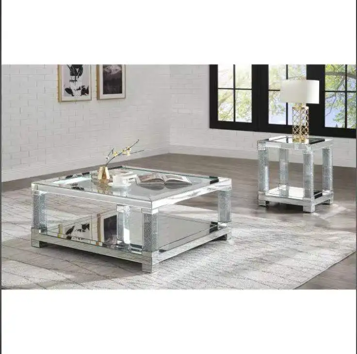 2022 new fashion  Mirrored Furniture Console Table with 3D Decorative Wall Mirror