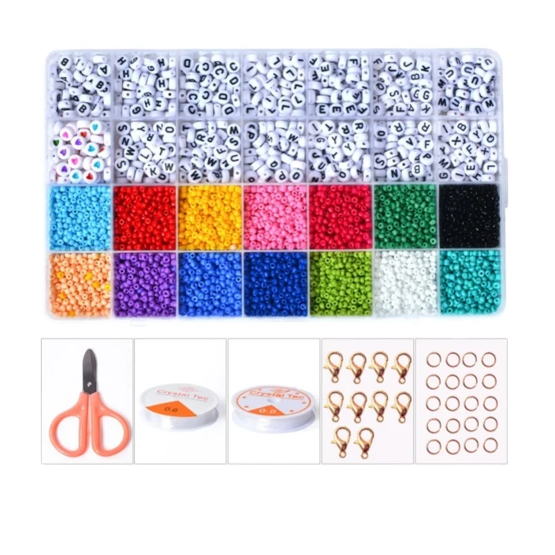 Wholesales DIY Glass Seed Beads Alphabet letter beads Glass Beads for Jewelry Making Hand Bracelet Making