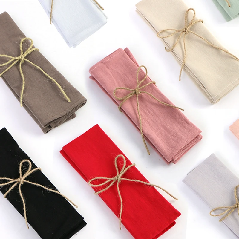 White Black Blue Pink Customized 30*45cm Wedding Dinner Table Napkin Kitchen Cotton Cloth Napkin