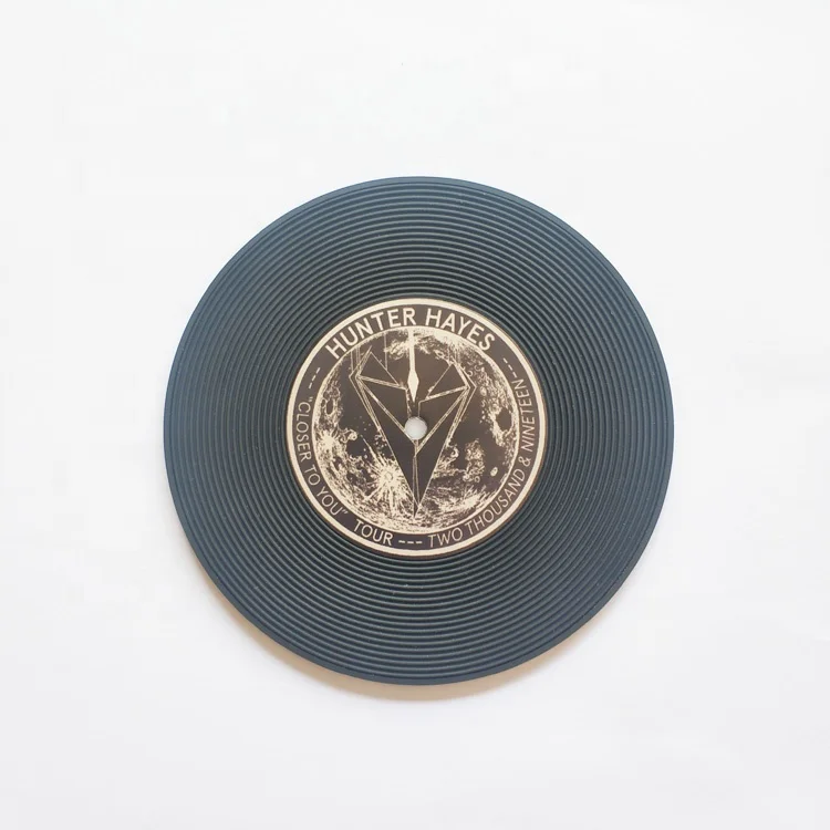 Customizable Blank Soft PVC/Rubber Coaster Vinyl Record Disk Coasters for Drinks - Tabletop Protection Prevents Furniture Damage