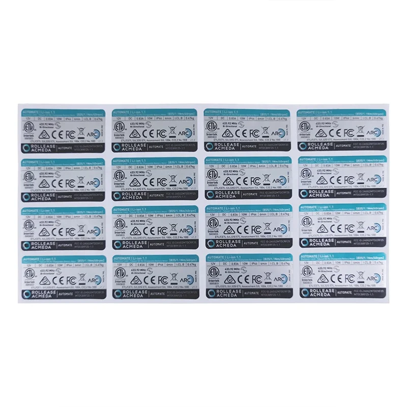 Custom Waterproof Vinyl Strong Glue Back Silver Tear Resistant Durable High Heat Resistant Electronic Label Sticker